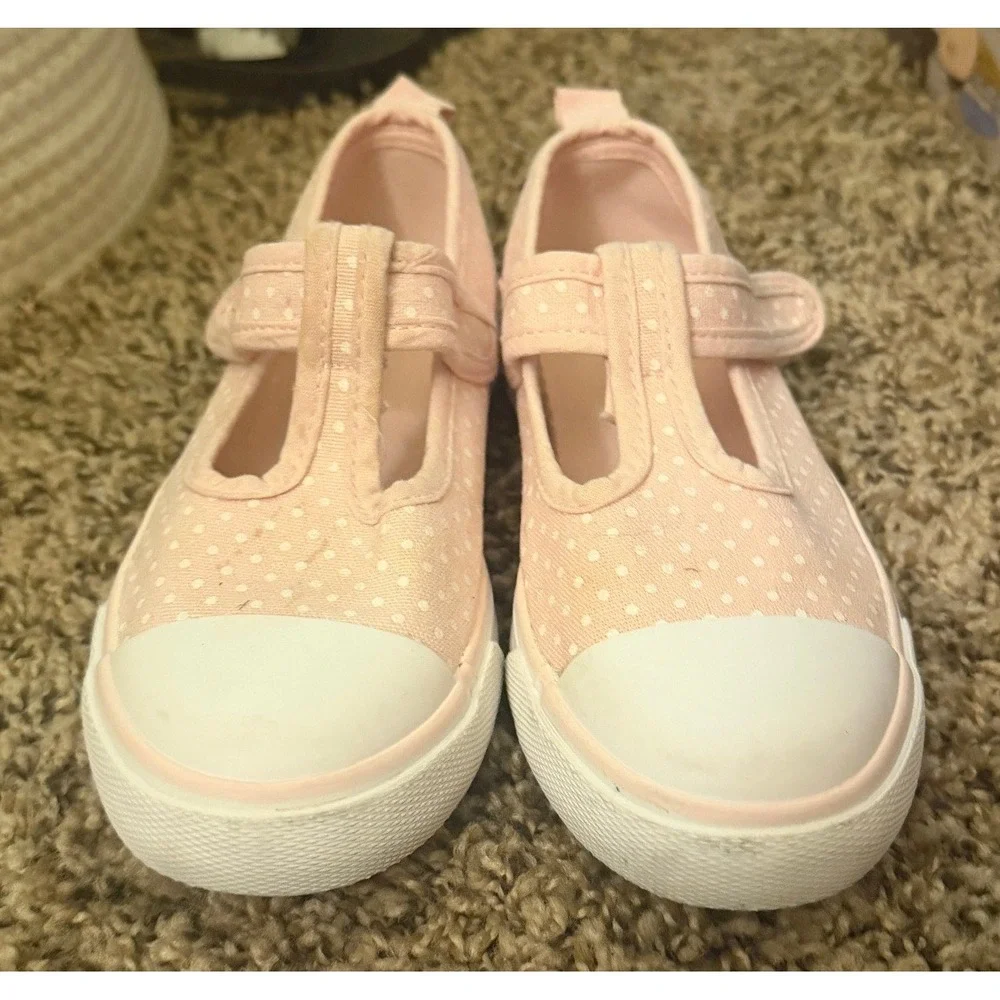 Lily & Dan Pink Polka Dot Mary Jane Canvas Sneakers Size 10/11